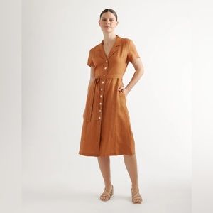 Quince 100% European Linen Button Front Dress